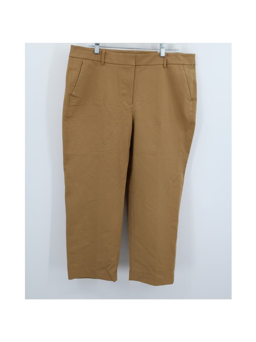 Chico's 3 Straight Crop Trouser Stretch in Camel Brown NEW